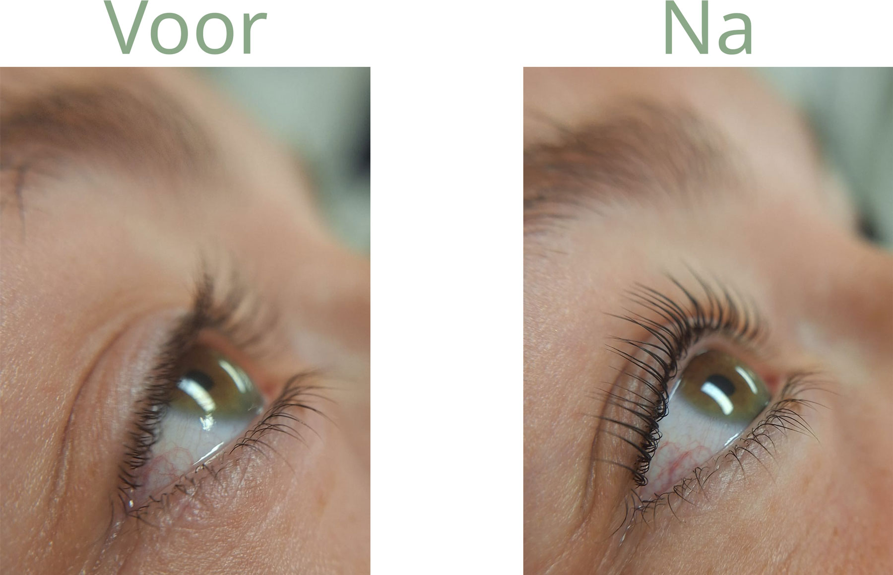Wat een verschil bij een Korean lash lift Voor en na van een Korean lash lift